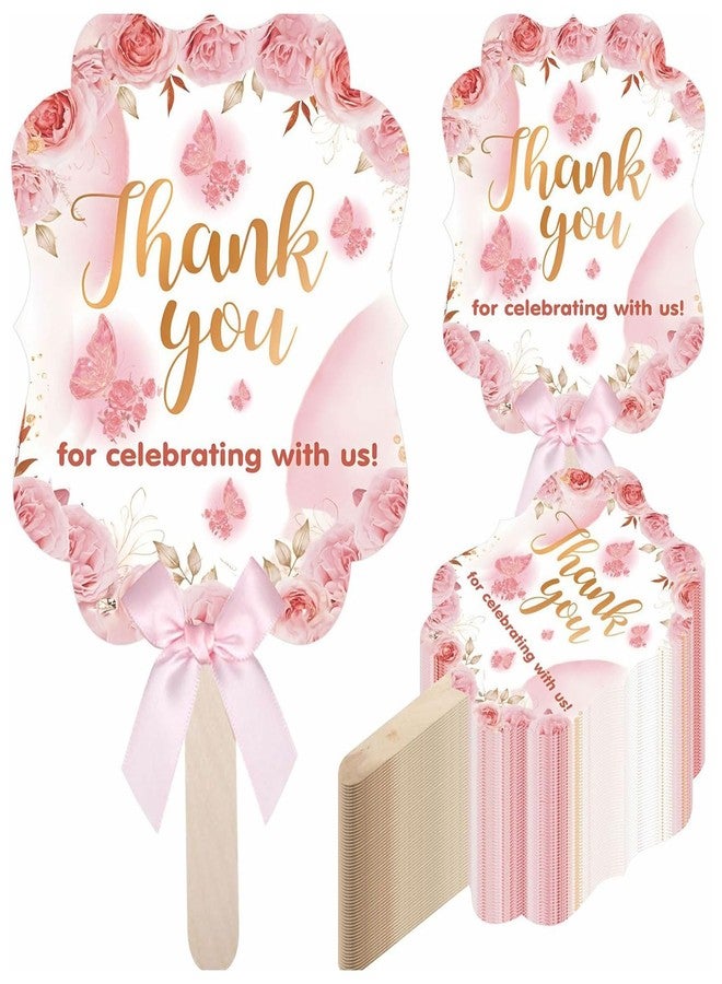 Sitroasho 50 Pieces Wedding Paper Fans for Guests Bulk Floral Handheld Wedding Favor Fans Thank You for Celebrating with Us Paper Fans for Bridesmaid Gift Bridal Shower Baby Shower Party Supplies - Image 1
